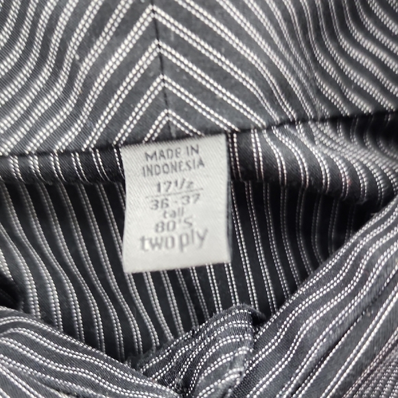 Calvin Klein Black and White Dress Shirt 17 1/2 36-37 Tall - Picture 7 of 7